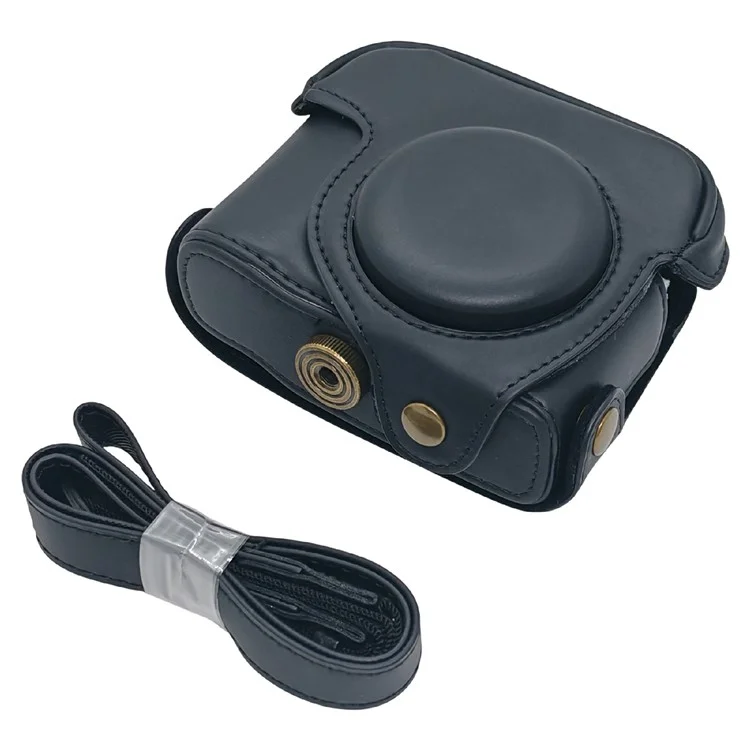Bolsa Portátil de Couro PU Anti-Risco para Canon PowerShot G16 / G15 com Alça de Ombro - Preta