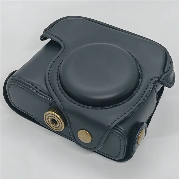 Bolsa Portátil de Couro PU Anti-Risco para Canon PowerShot G16 / G15 com Alça de Ombro - Preta