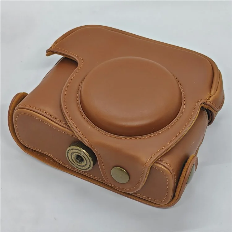 For Canon PowerShot G16 / G15 Anti Scratch PU Leather Portable Camera Bag with Shoulder Strap - Brown