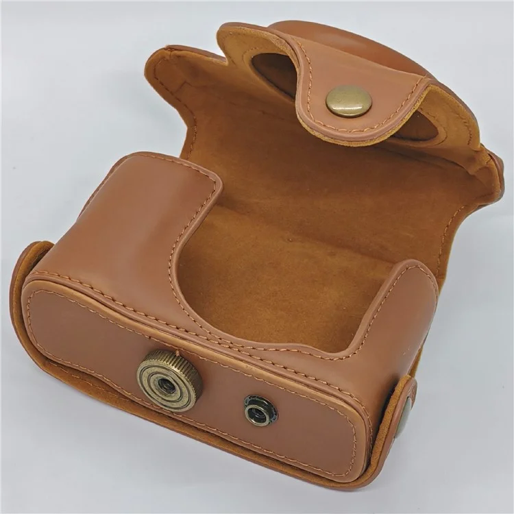 For Canon PowerShot G16 / G15 Anti Scratch PU Leather Portable Camera Bag with Shoulder Strap - Brown