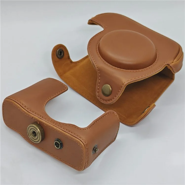 For Canon PowerShot G16 / G15 Anti Scratch PU Leather Portable Camera Bag with Shoulder Strap - Brown