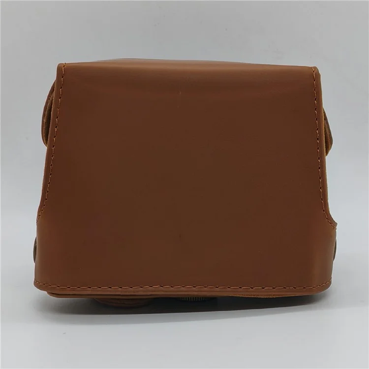 For Canon PowerShot G16 / G15 Anti Scratch PU Leather Portable Camera Bag with Shoulder Strap - Brown
