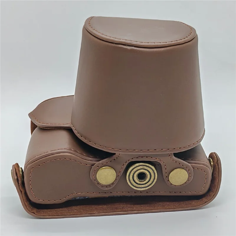 Camera Bag for Olympus PEN E-PL9 / E-PL8 / E-PL7 Mirrorless Camera Portable PU Leather Protective Case with Shoulder Strap - Coffee