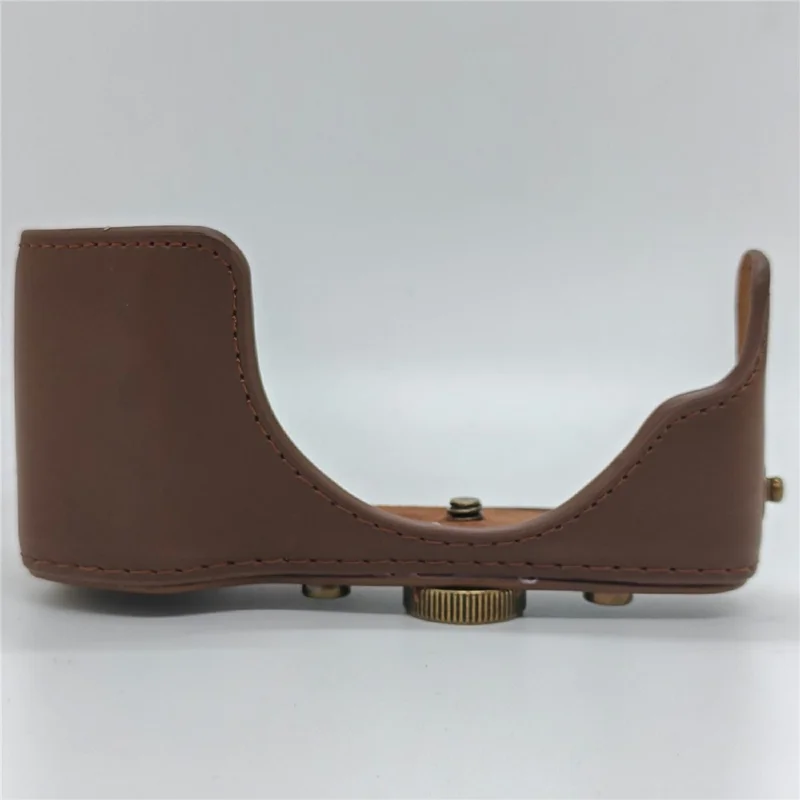 Camera Bag for Olympus PEN E-PL9 / E-PL8 / E-PL7 Mirrorless Camera Portable PU Leather Protective Case with Shoulder Strap - Coffee