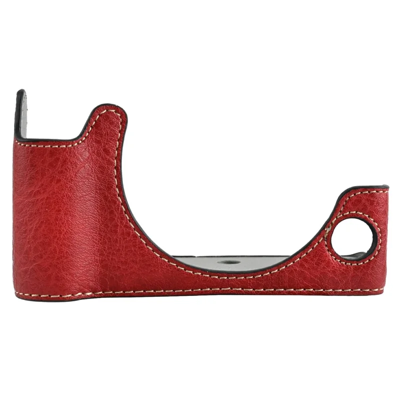 For Canon EOS R50 V Camera Case with Battery Opening Litchi Texture PU Leather Protective Cover - Red