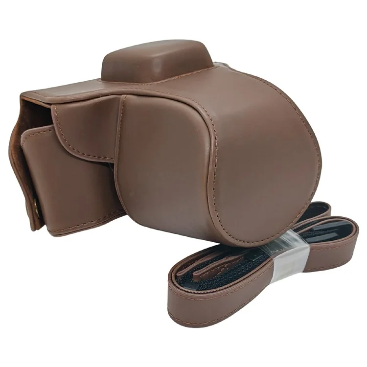 For Olympus PEN E-PL5 / E-PL6 / E-PM2 Camera Case Portable PU Leather Protective Cover with Shoulder Strap - Coffee
