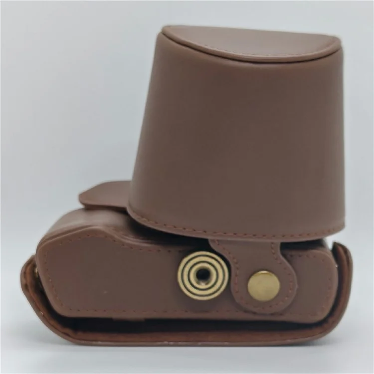 For Olympus PEN E-PL5 / E-PL6 / E-PM2 Camera Case Portable PU Leather Protective Cover with Shoulder Strap - Coffee