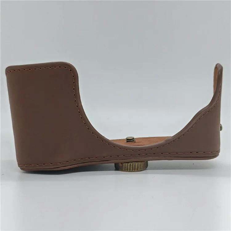 For Olympus PEN E-PL5 / E-PL6 / E-PM2 Camera Case Portable PU Leather Protective Cover with Shoulder Strap - Coffee
