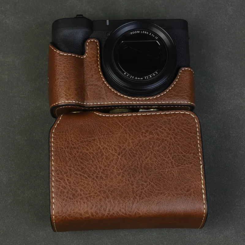 For Canon PowerShot V1 Camera Case Portable Leather Camera Protective Cover Without Battery Opening - Coffee