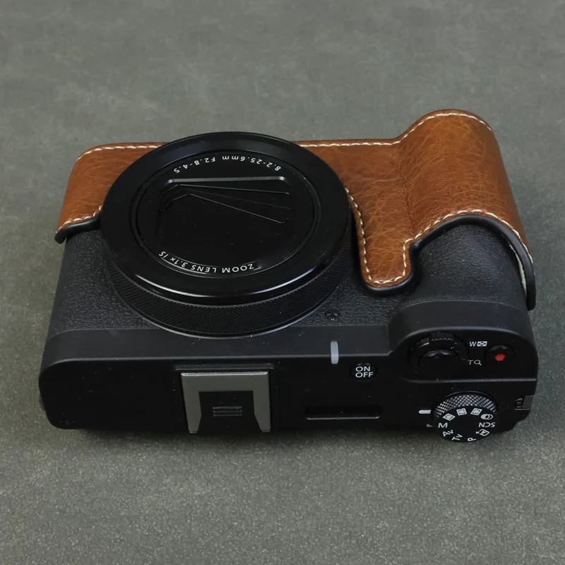 For Canon PowerShot V1 Camera Case Portable Leather Camera Protective Cover Without Battery Opening - Coffee