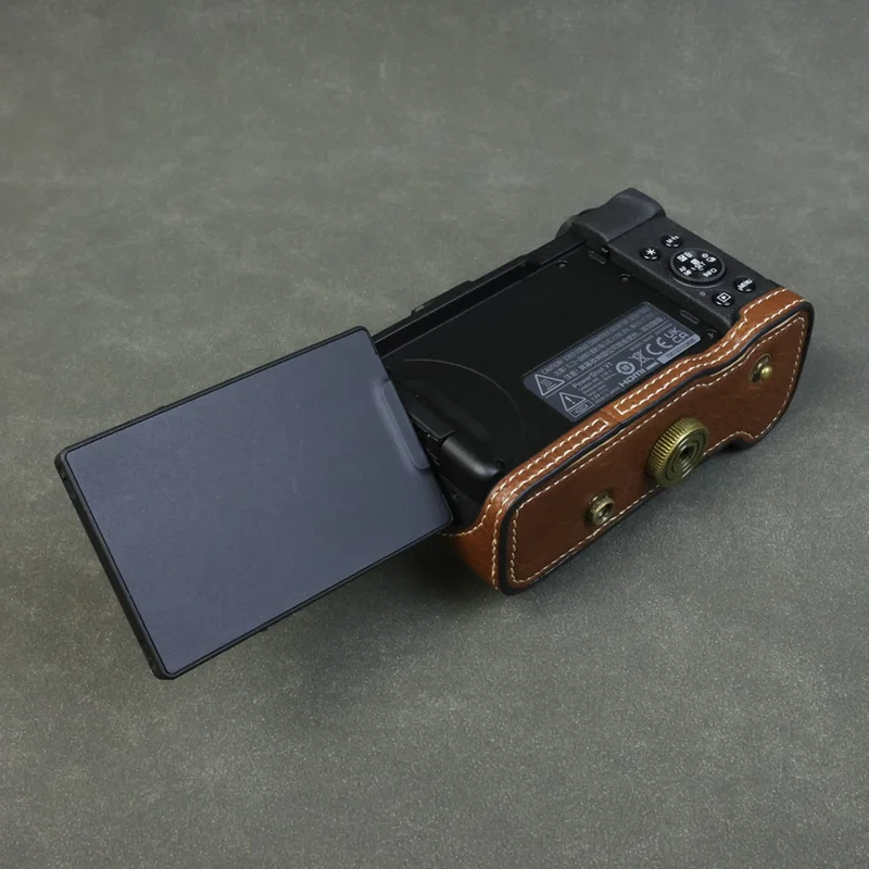 For Canon PowerShot V1 Camera Case Portable Leather Camera Protective Cover Without Battery Opening - Coffee
