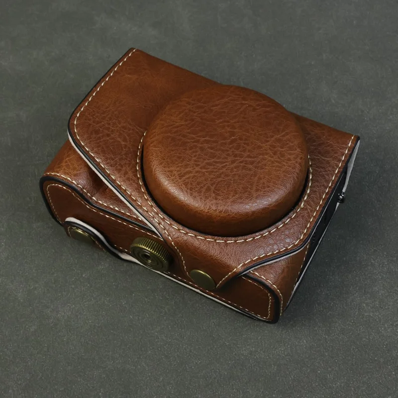 For Canon PowerShot V1 Camera Case Portable Leather Camera Protective Cover Without Battery Opening - Coffee