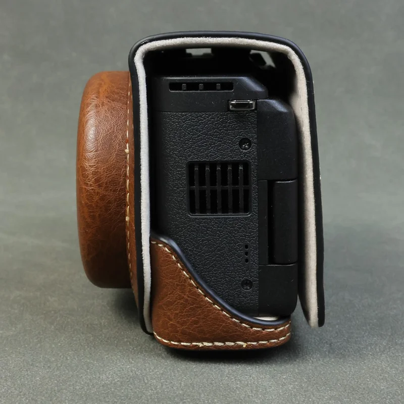 For Canon PowerShot V1 Camera Case Portable Leather Camera Protective Cover Without Battery Opening - Coffee