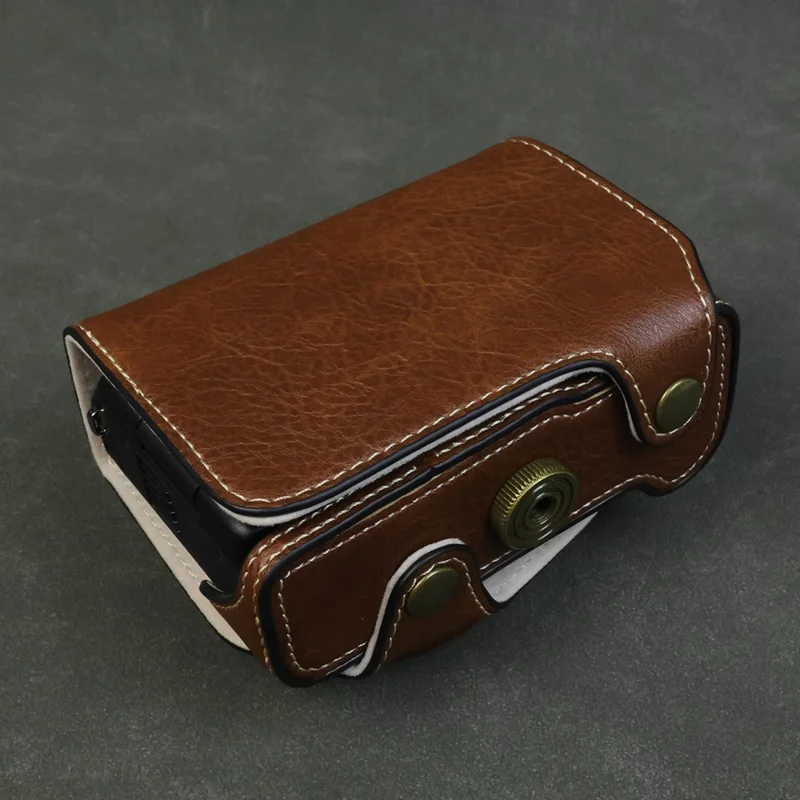 For Canon PowerShot V1 Camera Case Portable Leather Camera Protective Cover Without Battery Opening - Coffee