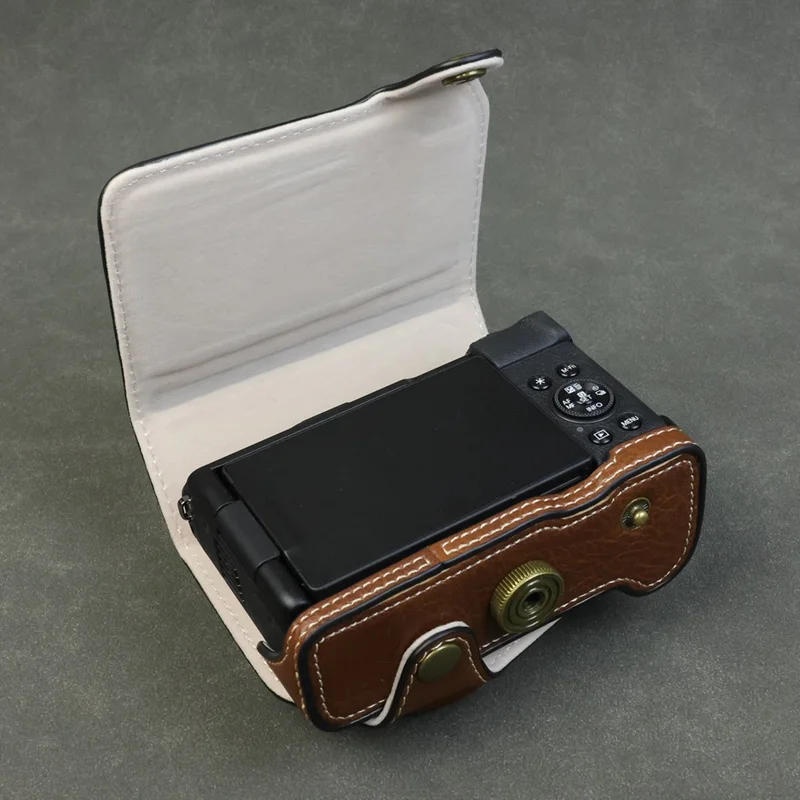 For Canon PowerShot V1 Camera Case Portable Leather Camera Protective Cover Without Battery Opening - Coffee
