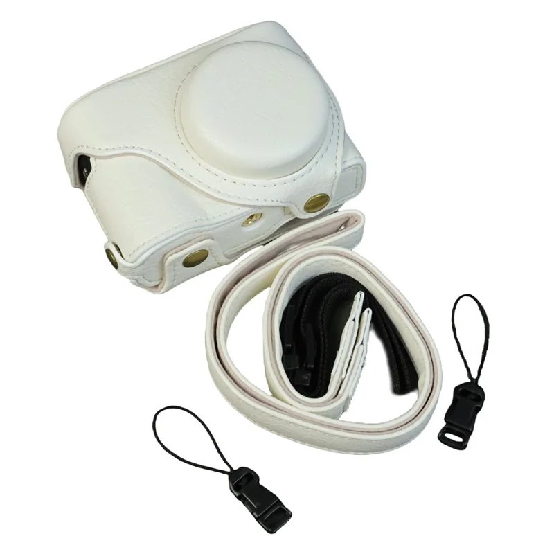 For Panasonic Lumix DMC-ZS99 / DMC-TZ99 Camera Case Buffalo Texture PU Leather Protective Cover with Shoulder Strap - White
