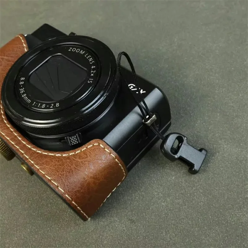 Чехол для Canon PowerShot G7 X Mark III / Mark II из кожи с текстурой буйвола, защитный, без отверстия для батареи - Кофейный
