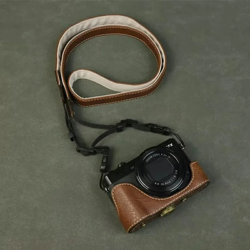Чехол для Canon PowerShot G7 X Mark III / Mark II из кожи с текстурой буйвола, защитный, без отверстия для батареи - Кофейный