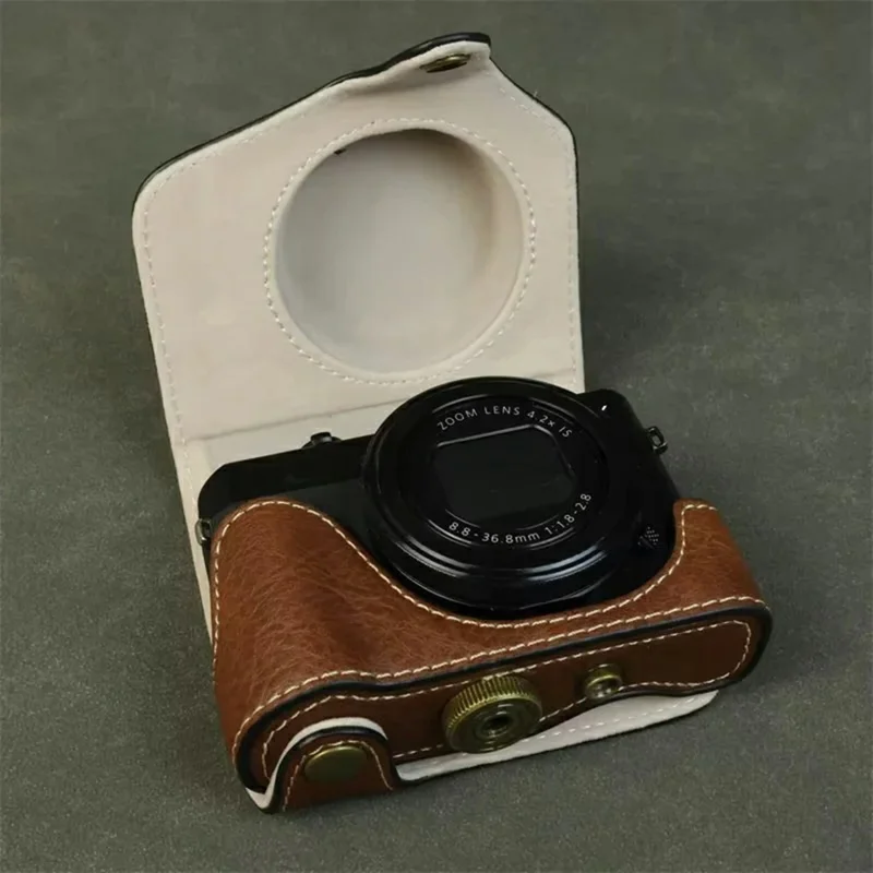 Чехол для Canon PowerShot G7 X Mark III / Mark II из кожи с текстурой буйвола, защитный, без отверстия для батареи - Кофейный