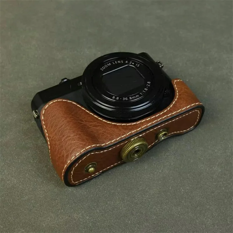 Чехол для Canon PowerShot G7 X Mark III / Mark II из кожи с текстурой буйвола, защитный, без отверстия для батареи - Кофейный