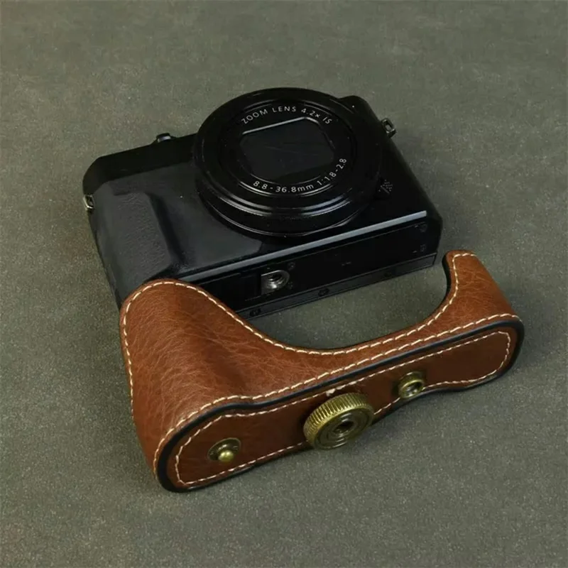 Чехол для Canon PowerShot G7 X Mark III / Mark II из кожи с текстурой буйвола, защитный, без отверстия для батареи - Кофейный