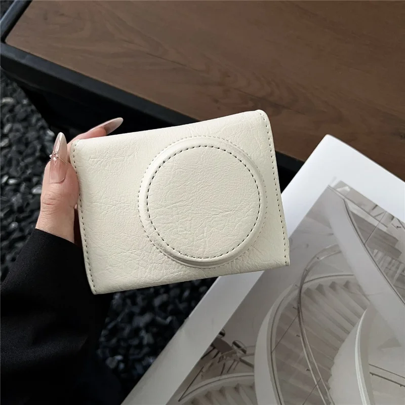 For Canon PowerShot V1 Camera Case Buffalo Texture Battery Opening Design Leather Cover with Shoulder Strap - White