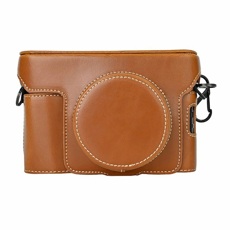 For Fujifilm X100VI Camera Case PU Leather Cover with Battery Hole + Strap + Storage Bag - Brown