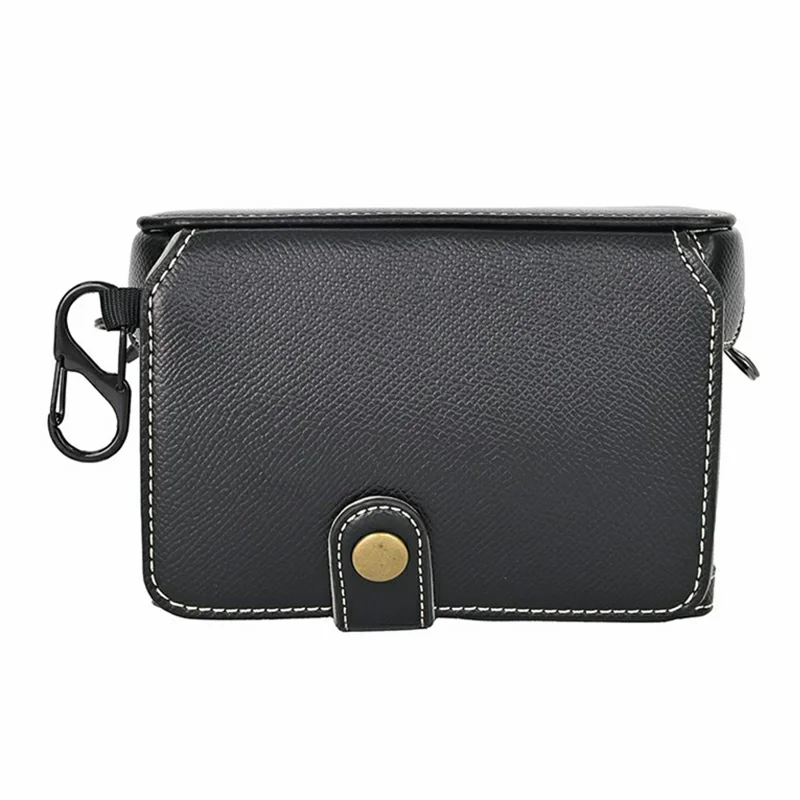 For Fujifilm X100VI Camera Case Textured PU Leather Cover with Battery Hole + Strap + Lens Storage Bag - Black