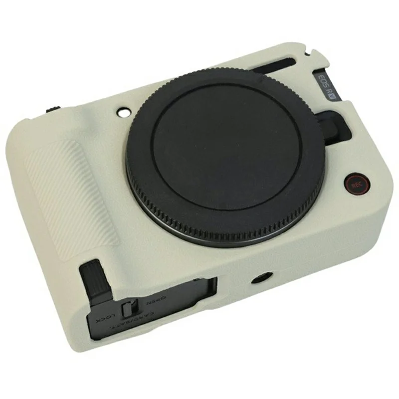 For Canon EOS R50 V Camera Protective Case Litchi Texture Silicone Cover - Beige
