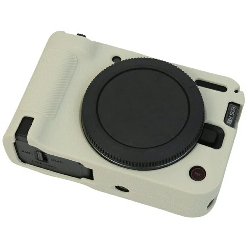 For Canon EOS R50 V Camera Protective Case Litchi Texture Silicone Cover - Beige