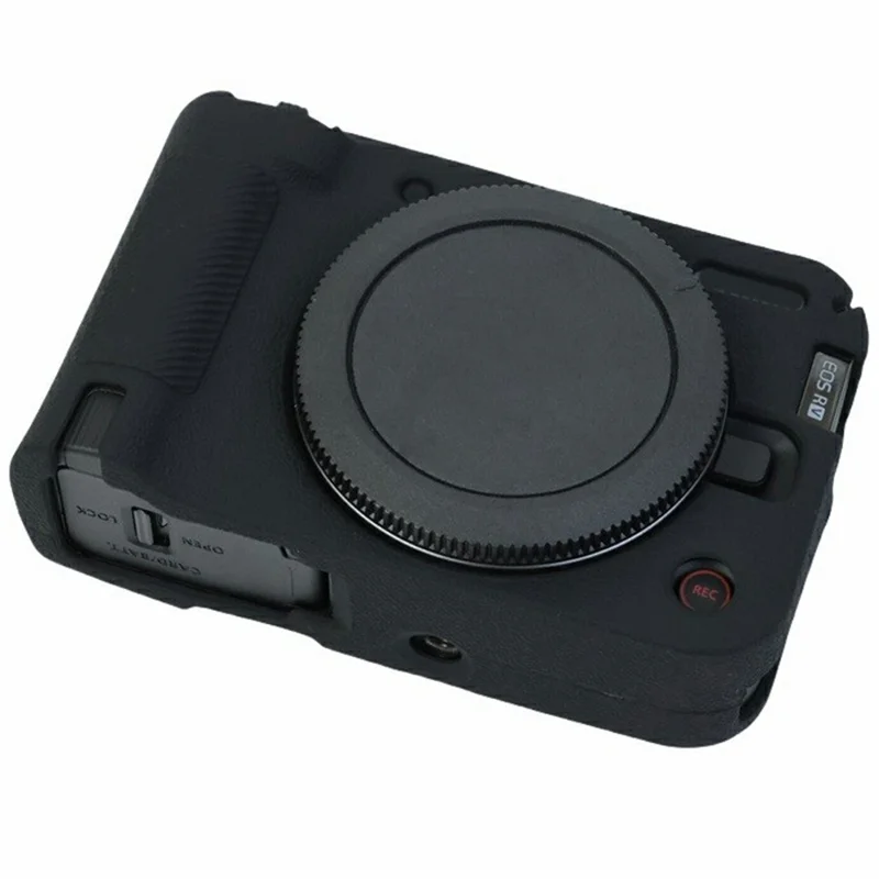 For Canon EOS R50 V Camera Protective Case Litchi Texture Silicone Cover - Black