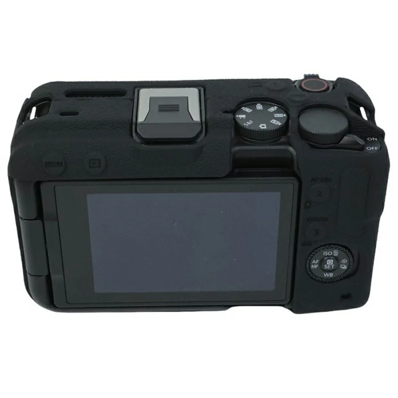 For Canon EOS R50 V Camera Protective Case Litchi Texture Silicone Cover - Black