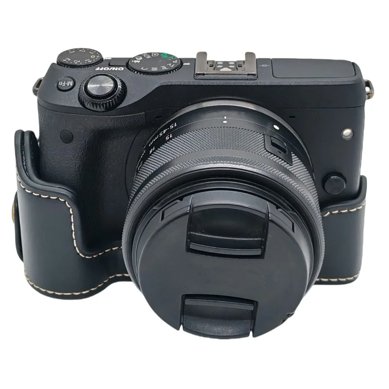 For Canon EOS M3 Camera Bottom Case PU Leather Cover with Battery Opening - Black
