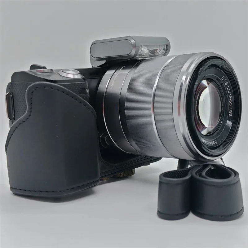Leather Case for Sony NEX-5N / NEX-5C / NEX-5R / NEX-5T Anti-scratch Camera Protective Cover - Black
