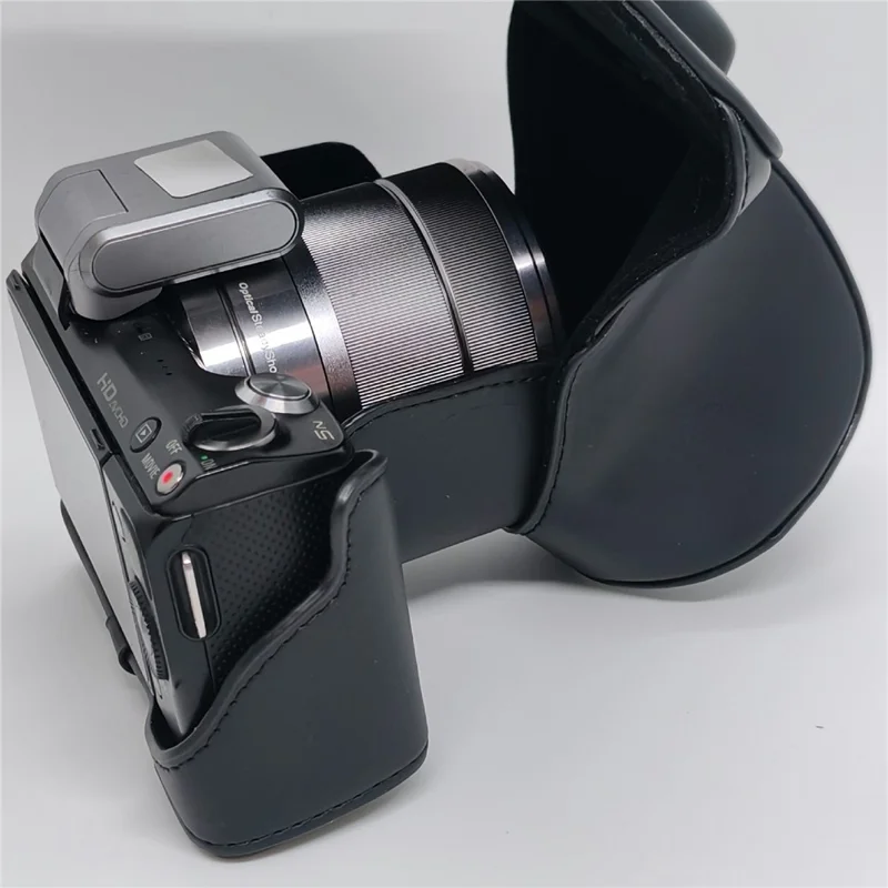 Leather Case for Sony NEX-5N / NEX-5C / NEX-5R / NEX-5T Anti-scratch Camera Protective Cover - Black