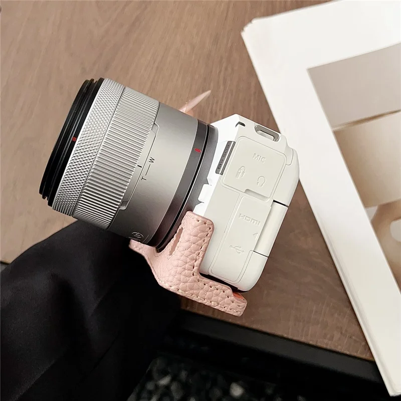 Чехол для камеры Canon EOS R50 V из искусственной кожи с защитным покрытием и отверстием для винта - Розовый