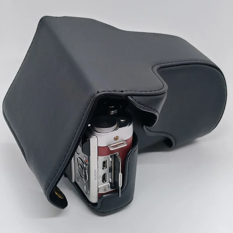 For Fujifilm X-A20 / A10 / A7 / A5 / A3 / A2 / A1 Camera Case Protective Cover PU Leather with Shoulder Strap - Black
