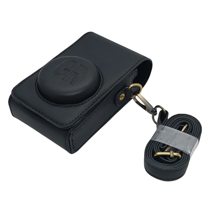 Étui pour appareil photo portable pour Ricoh GR IIIx / GR III / GR II / GR en cuir PU avec bandoulière - Noir