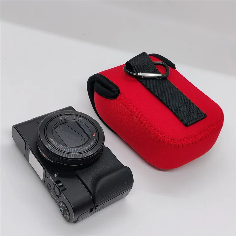 Funda para Sony RX100M7 / M6 / M5 / M4 / M3 / M / RX100 Bolsa Interior para Cámara Resistente a Golpes con Mosquetón - Rojo