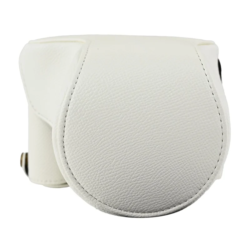 For Canon EOS R50 V Textured PU Leather Camera Case with Battery Hole + Strap - White
