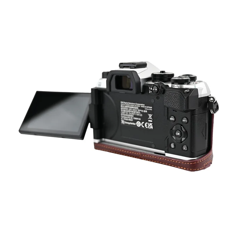 For Olympus OM-5 Mark II Kamerabund af Ægte Kuelskind - Kaffe