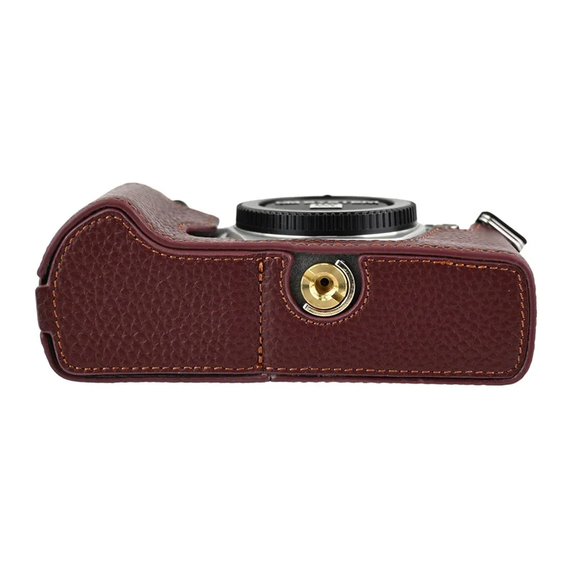 For Olympus OM-5 Mark II Kamerabund af Ægte Kuelskind - Kaffe