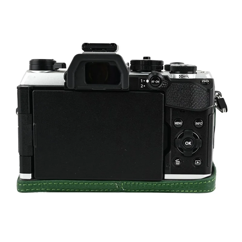 Etui do aparatu fotograficznego Olympus OM-5 Mark II, oryginalna skóra wołowa, ochronna pokrywa z paskiem na ramię - zielony