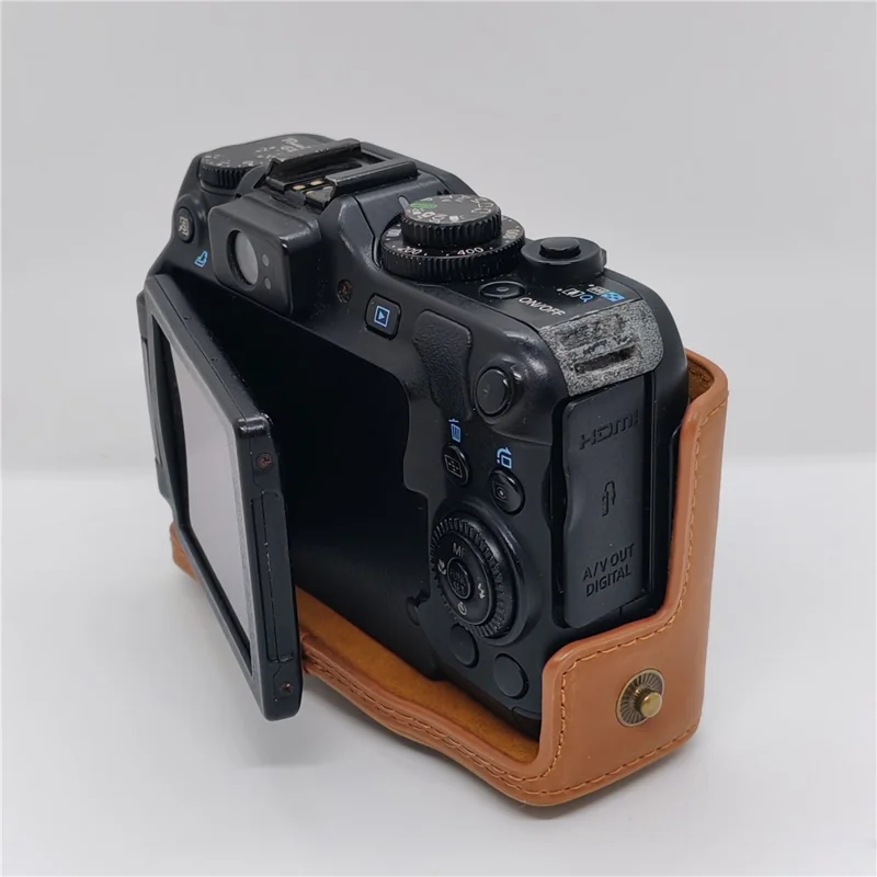 Bolsa de cámara para Canon PowerShot G12 / G11 / G10 Estuche portátil de piel de ante antiarañazos con correa para el hombro - Marrón