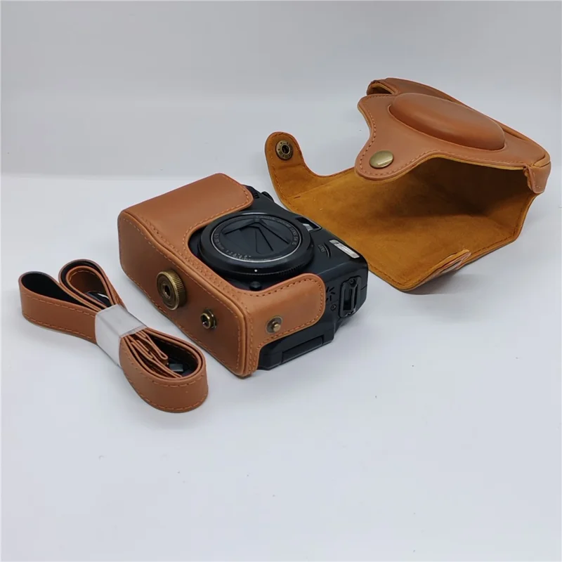 Bolsa de cámara para Canon PowerShot G12 / G11 / G10 Estuche portátil de piel de ante antiarañazos con correa para el hombro - Marrón