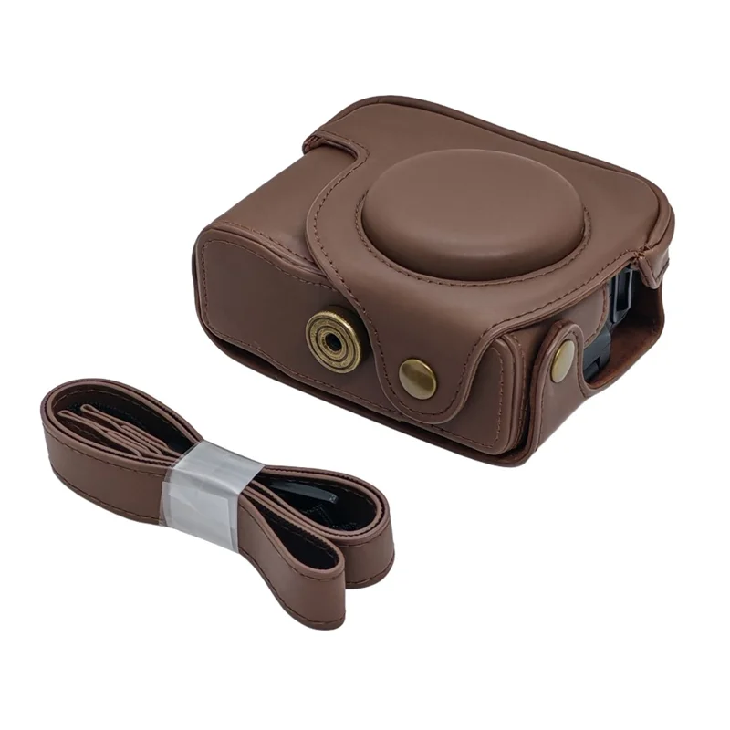 Camera Bag For Canon PowerShot G12 / G11 / G10 Anti Scratch PU Leather Portable Case with Shoulder Strap - Coffee