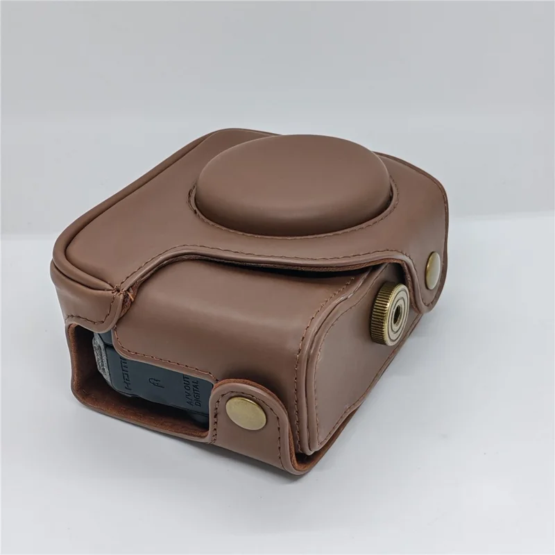 Camera Bag For Canon PowerShot G12 / G11 / G10 Anti Scratch PU Leather Portable Case with Shoulder Strap - Coffee