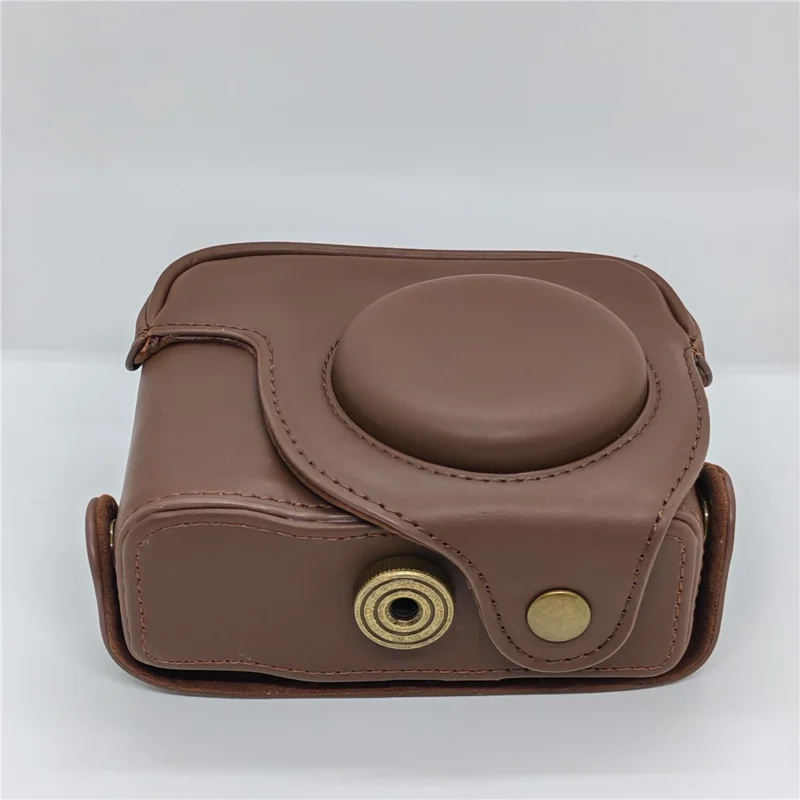 Camera Bag For Canon PowerShot G12 / G11 / G10 Anti Scratch PU Leather Portable Case with Shoulder Strap - Coffee