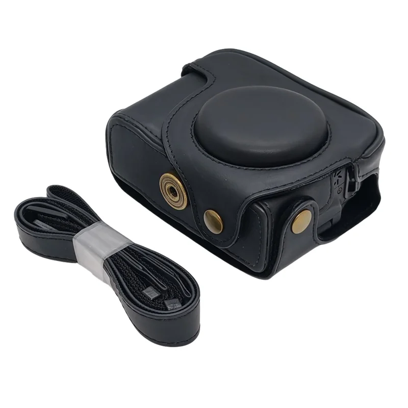 Camera Bag For Canon PowerShot G12 / G11 / G10 Anti Scratch PU Leather Portable Case with Shoulder Strap - Black