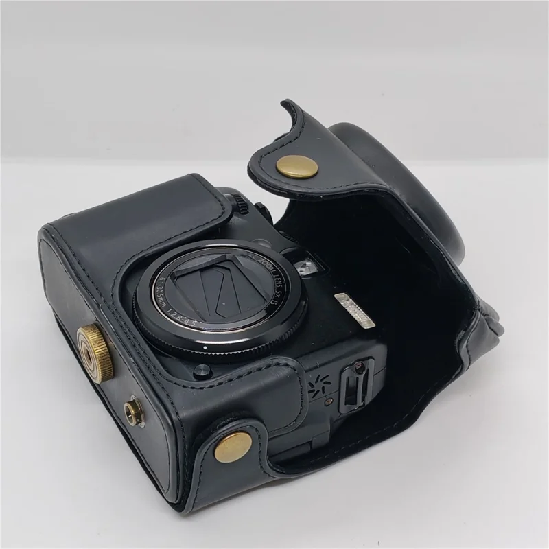 Camera Bag For Canon PowerShot G12 / G11 / G10 Anti Scratch PU Leather Portable Case with Shoulder Strap - Black